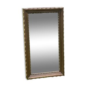 Miroir rustique dit brutaliste, bois naturel sculpté mouluré