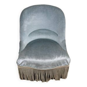 Fauteuil crapaud en velours bleu ciel