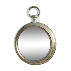 Miroir rond en laiton 1970 - 28x38cm