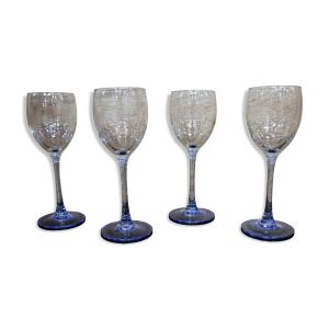 4 verres à vin blanc Luminarc à pied bleu Azur France