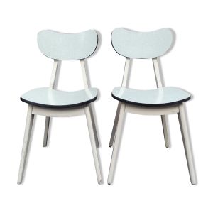 2 chaises en formica vert d'eau