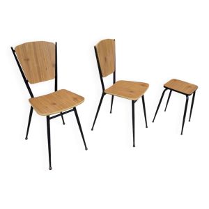 2 chaises et tabouret en formica vintage