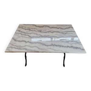 Table bistrot plateau marbre & Pied en fonte