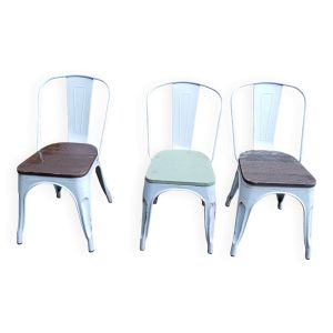 3 chaises style tolix