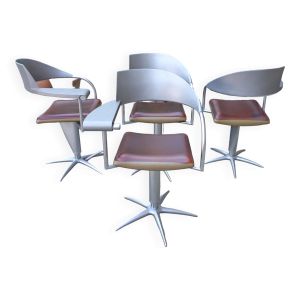 Suite de 4 fauteuils ‘’Techno’’ de Philippe Starck pour L'Oréal par MALETTI Présence Paris