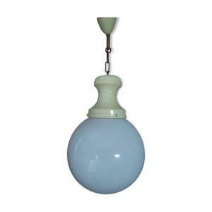 Suspension globe opaline blanc support métal crème dp 0322102