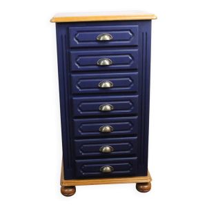 Semainier vintage 7 tiroirs bleu nuit 1960 France