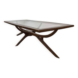Table basse en bois exotique, design Brésilien des années 1960 (Scapinelli)