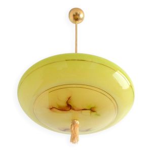 Suspension vasque opaline jaune art déco vintage