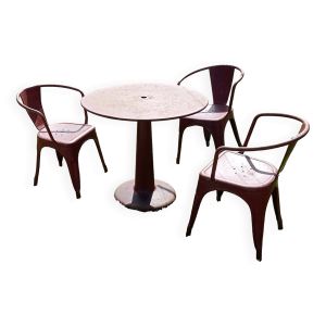 Xavier Pauchard pour Tolix table G et 3 chaises A56
