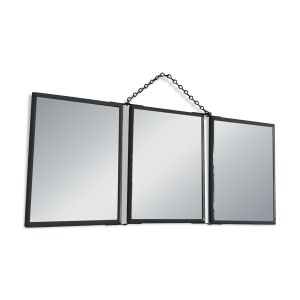 Miroir vintage 1940 triptyque barbier bateau - 16 x 37