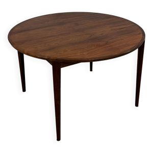 Table à manger ronde du milieu du siècle en palissandre Henry Rosengren Hansen, Danemark, années 1960