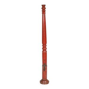 Bougeoir Haut Bois Vieux Teck Patine d'Origine Ancien Pied de Charpoy Lit Indien 9x33cm
