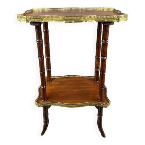 Table Guéridon En Bois Et Laiton , XIXe Siècle