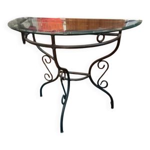 Console en verre et fer forgé