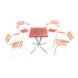 Salon de jardin métal / table bistrot et fauteuil