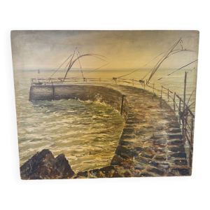 Peinture à l’huile sur isorel signé vue mer