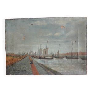 Tableau ancien à l'huile représentant Venise