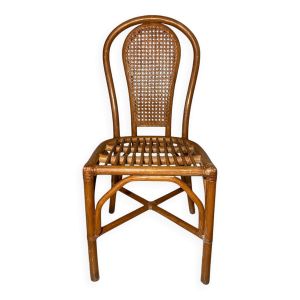 Chaise en rotin vintage avec dossier cannage - Style bohème