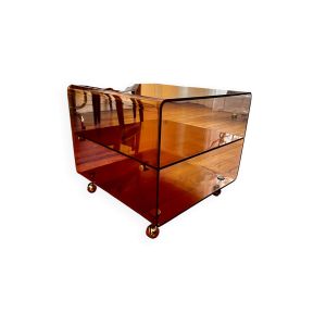 Table de chevet / meuble vinyle Plexiglas fumé