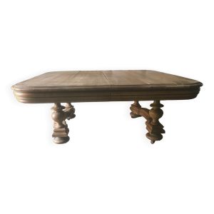 Table basse en chêne sur roulettes