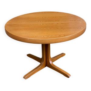 Table à manger scandinave ronde extensible Baumann pied central 1960 en chê
