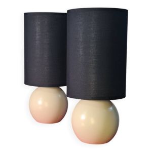 Paire de lampe chevet bois beige et abat jour en noir, scandinave elec ok 3