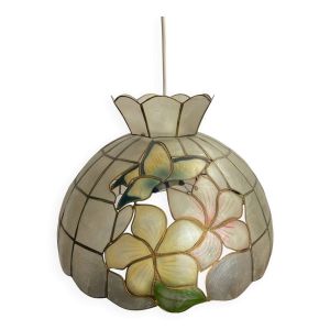 Suspension, lustre en nacre et laiton