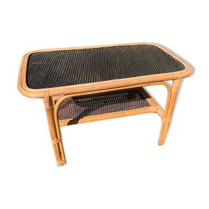 Table basse rotin osier noir