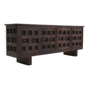Buffet, crédence vintage brutaliste espagnol sculpté