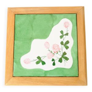 Dessous de plat carreau de faïence - décor floral contemporain peint main