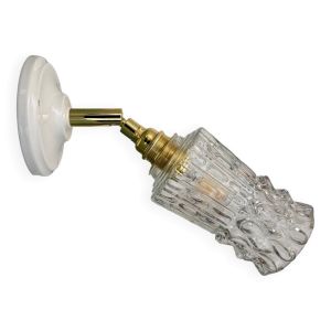 Applique tulipe vintage en verre moulé transparent