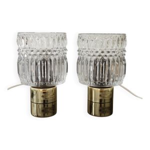 Paire de lampes de chevet en verre par Kamenicky Senov  1960
