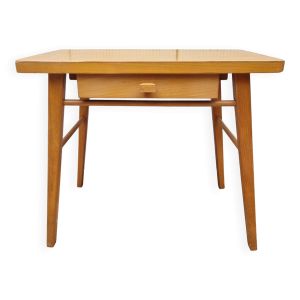 Bureau d’écolier vintage en bois clair – Modèle Baumann, années 50-60