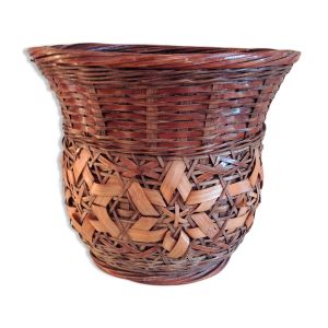 Cache pot en osier tressé, vintage années 60/70