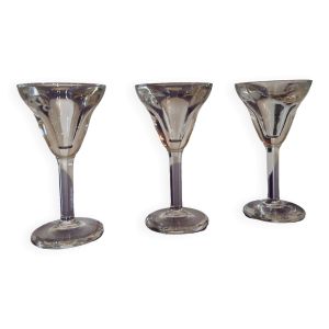 Lot de 3 verres bistrot vintage en verre soufflé épais