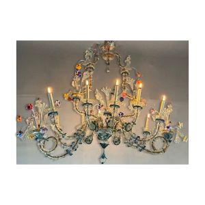 Lustre Rezzonico gondole en verre de Murano multicolore, vers 1900