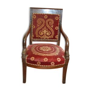 Fauteuil bergère style empire en acajou