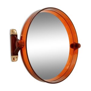 Miroir vintage en plexiglas ambré années 70
