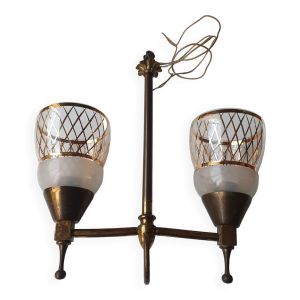 Lustre double éclairages doré Art Deco