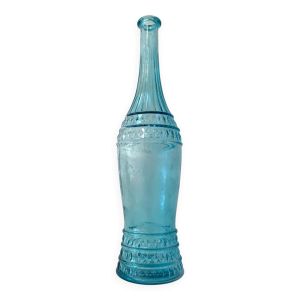 Bouteille en verre d'Empoli bleu, Italie années 60
