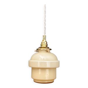 Suspension globe vintage en opaline jaune pâle