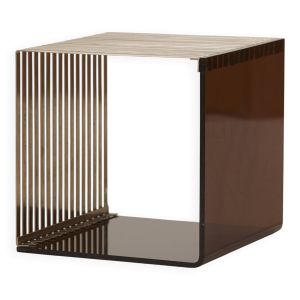 Bout de canapé, chevet en plexiglas et métal chromé, vers 1970