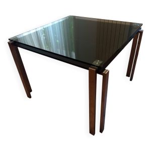 Lot de 2 tables design Jean Nouvel – Modèle 1=2 (Verre transparent & noir )