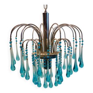 suspension vintage ''goutte d'eau'' bleu