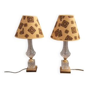 Paire de lampe de chevet en verre vintage année 50