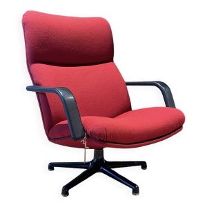 Fauteuil vintage pivotant Geoffrey Harcourt F154 pour Artifort tissu rouge années 70