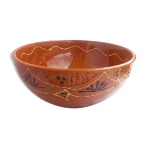 Saladier rouge terracotta à motifs noirs et jaunes