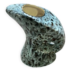 Vase, pichet vintage en céramique émaillée turquoise