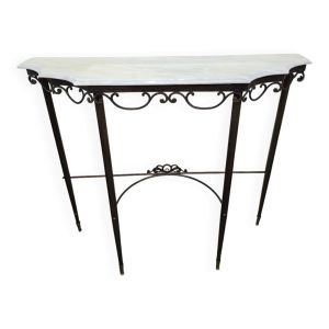 Console en fer forgé et plateau marbre – Style Art Déco / Néoclassique